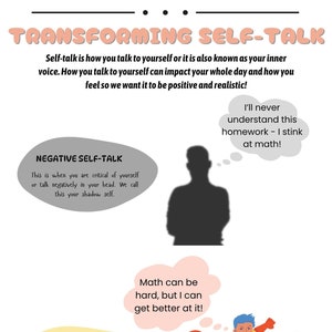 Child Therapy Self-Talk Worksheet / Impulse Control / Perseverance / Negative Self-Talk / Positive Self-Talk / Inner Voice