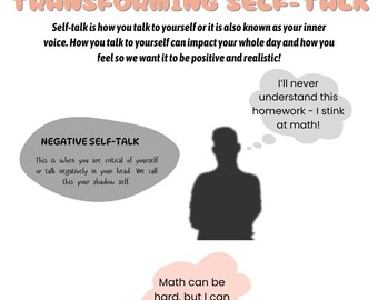 Child Therapy Self-Talk Worksheet / Impulse Control / Perseverance / Negative Self-Talk / Positive Self-Talk / Inner Voice