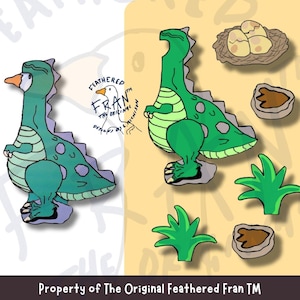 Magnetic Porch Goose Outfit: &quot;Jurassi-Goose&quot; Dinosaur Set for Feathered Fran