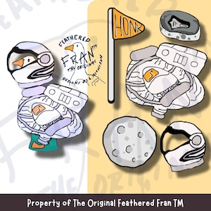 Porch Goose Magnetic Outfit: Moon Landing Dress up for Feathered Fran, Refrigerator Magnets