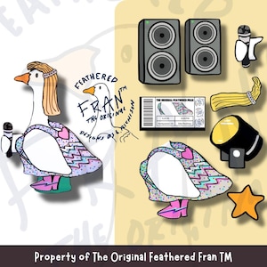 Porch Goose Magnetic Outfit: &quot;Pop Star&quot; Dress up for Feathered Fran, Refrigerator Magnets