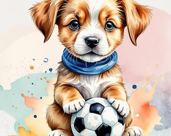 Welpe mit Fußball Digital