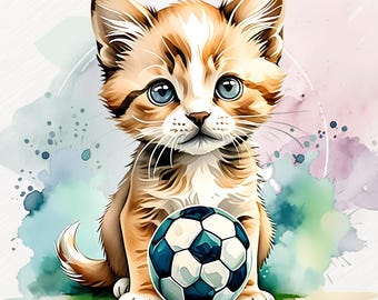 Kätzchen mit Fußball Digital