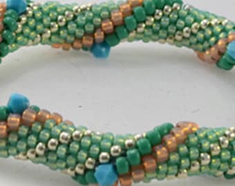 Bead Crochet Bracelet Kit – Minty Fresh Swarovski Crystals, DIY Jewelry (Pattern)