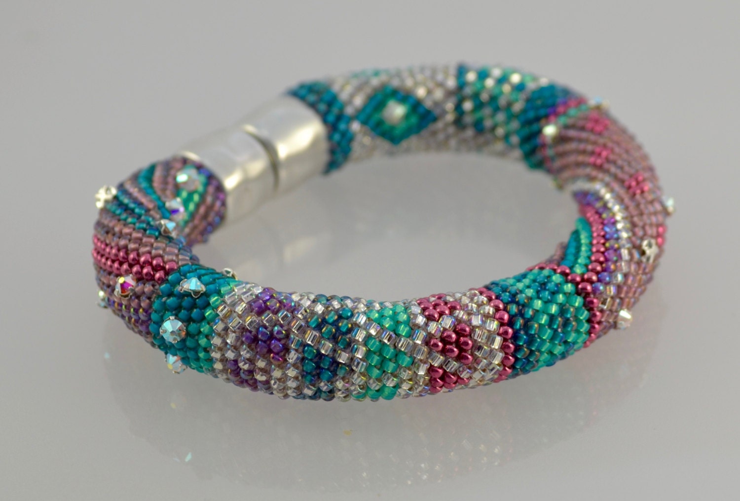 Single Stitch Bead Crochet Bracelet Kit, Beginnings - Pinks, Teal and  Crystal Color Bead Kit