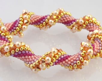 Bead Crochet Kit - Cotton Candy Intermediate Bead Crochet Kit.  Pearls, Crystals, Beads, Thread, and Pattern included
