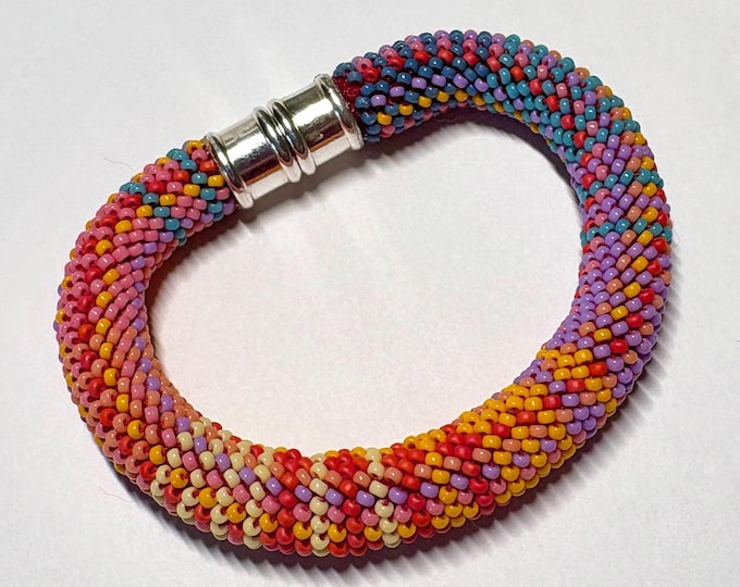 Featured listing image: NEW-Opaque Colors Series 14-around Single Stitch Bead Crochet Bracelet Pattern and Kit - NEW piece Summer Colors
