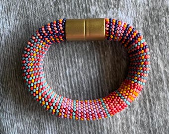 NEW Opaque Series 18-around Bracelet PATTERN and KIT Single Stitch Bead Crochet Double Euro Bead  Bead Crochet