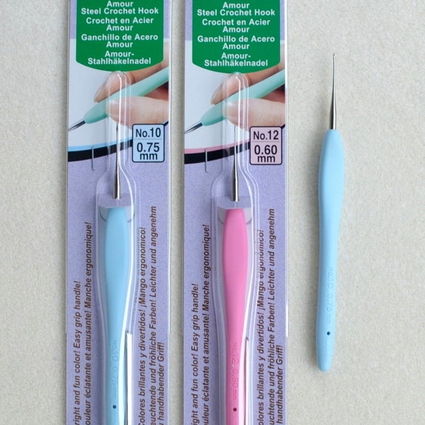 Amour Steel Crochet Hooks by Clover - Choose from sizes 6-8-10 or 12