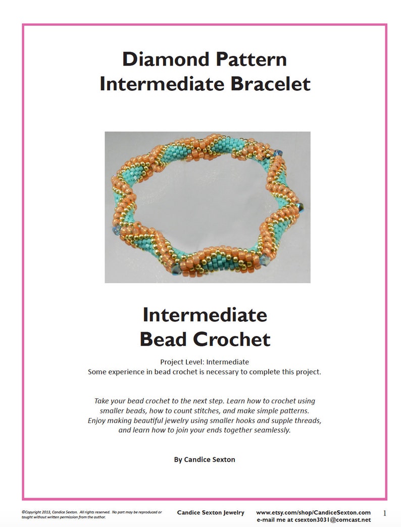 Diamond Wave Pattern Diamond and Wave Bead Crochet Bracelet Pattern - Instructions for ...