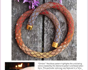 Ombre Necklace Pattern as featured in TOHO advertisements - Single Stitch Bead Crochet Pattern & How to Crochet Instructions