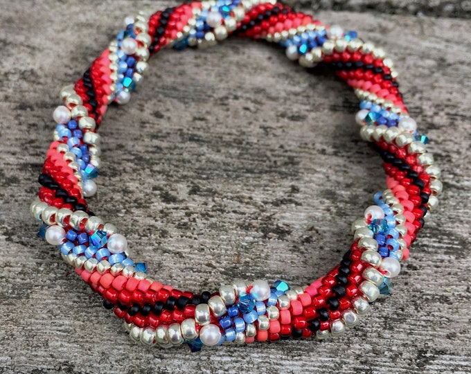 Featured listing image: The Patriot Bead Crochet Slip Stitch Pattern