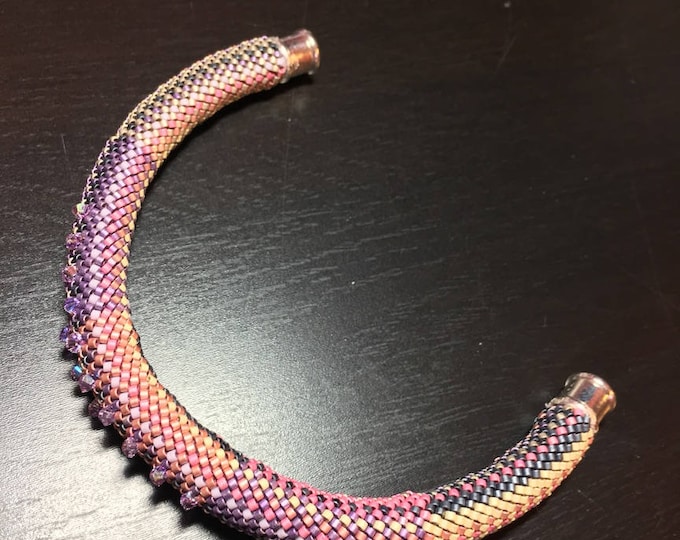 Featured listing image: Blueberry Cream Cheese Bracelet Pattern & Instructions, 16-around Single Crochet with Beads