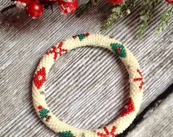 Holiday Ornament Bead Crochet Bracelet Pattern & Bead Kit Bead Crochet Pattern Bead Crochet