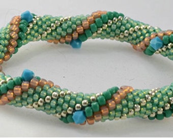 Bead Crochet Kit - Minty Fresh Intermediate Bead Crochet Kit.  Pearls, Crystals, Beads, Thread, and Pattern and Hints document