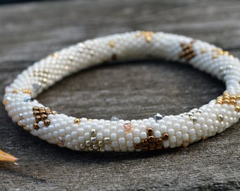Bead Crochet Kit and Pattern Seed Beads and Swarovski Crystals Stars Bracelet