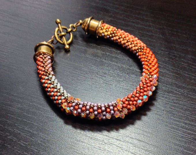 Featured listing image: Bead Crochet Bracelet Pattern Fabric Weave No. 8 Designer Series Bead Crochet Bracelet Pattern Toho Beads and Swarovski Crystals