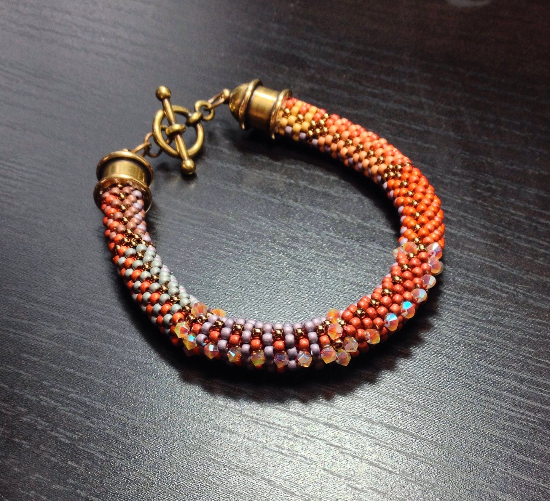 Bead Crochet Bracelet Pattern and Kit Bracelet with Swarovski
