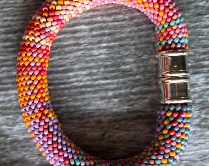 Featured listing image: NEW Opaque Series 14-around Bracelet PATTERN and KIT Single Stitch Bead Crochet Double Euro Bead  Bead Crochet