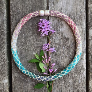 Ombre Necklace Pattern for 2 Patterns - Pink Purple and Green Teal Colorway Single Stitch Bead Crochet Pattern and Crochet Instructions