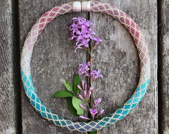Ombre Necklace Pattern for 2 Patterns - Pink Purple and Green Teal Colorway Single Stitch Bead Crochet Pattern and Crochet Instructions