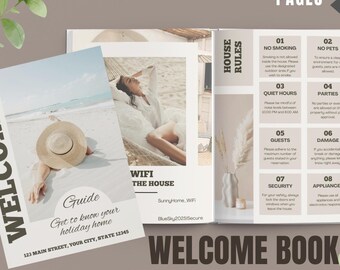 Editable Airbnb Welcome Book Template Customizable Vacation Rental Guide & Guest Manual Modern Canva Host Handbook for Short-Term Rentals