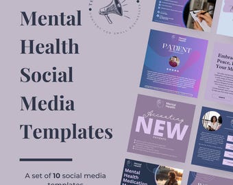 Mental Health Therapy Counseling Practice Social Media Advertising Editable Canva Templates