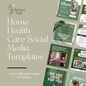 Home Health Care Social Media Content Templates - Instagram and Facebook Compatible Home Care Advertising