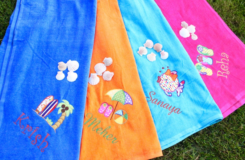 Beach Towels Embroidered Personalized Velour bright colors image 2