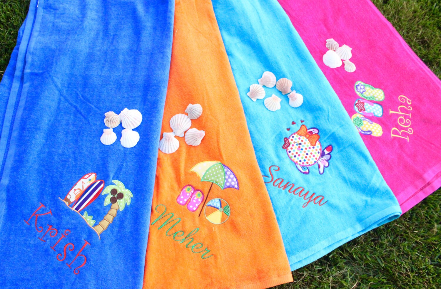 Beach Towels Embroidered Personalized Velour Bright Colors Etsy