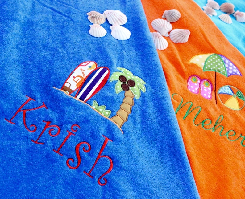 Beach Towels Embroidered Personalized Velour bright colors image 3