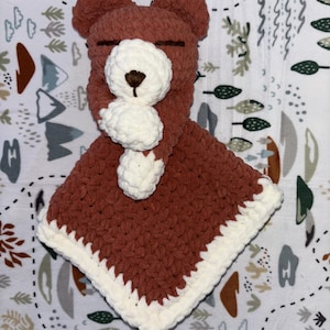 Crochet Bear, Lovey, Security Blanket, Baby