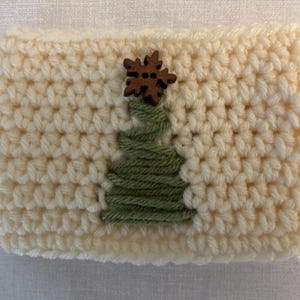 Crochet Christmas Tree Cup Cozy, Crochet Winter Cup Cozy, Drink Cozy