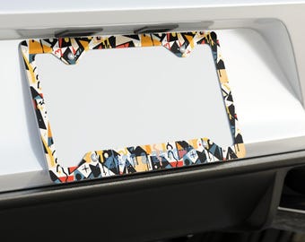 Grappig geometrisch nummerplaatframe: wit aluminium autoaccessoire