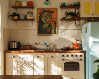 Canvaskunst Psyche Pizza: kleurrijke pop-art muurdecoratie
