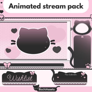 Paquete de transmisión animada para Twitch / Vtuber con el gato coqueto de Blackpink