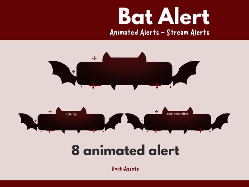Goth Bat Stream Alerts: Animated Twitch Overlay Pack (digital Download ...