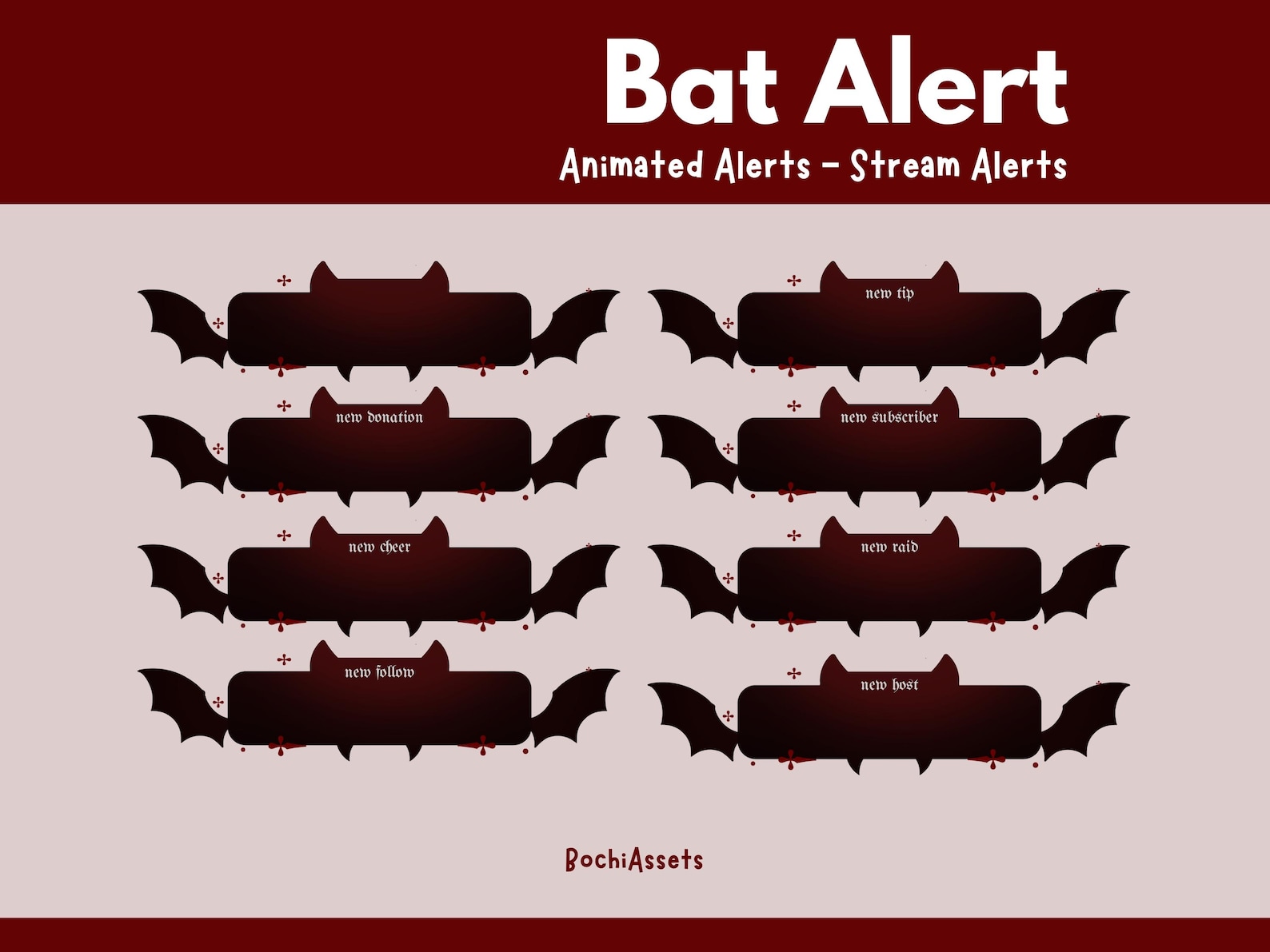 Goth Bat Stream Alerts: Animated Twitch Overlay Pack (digital Download ...