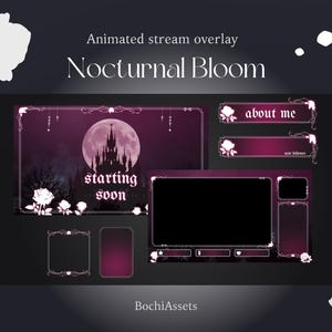 Nocturnal Bloom Stream Overlay - Aesthetic Night-Themed Twitch Overlay | OBS & Streamlabs Overlay for Streamers | Vtuber