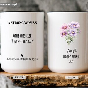 Retirement Mug for Woman: Floral Design, Custom Name