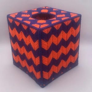 Tissue Box Cover Square - Purple and Orange