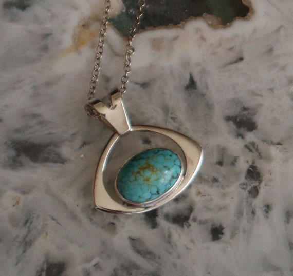 Sterling Silver Turquoise Modern Look Pendant  1 … - image 2