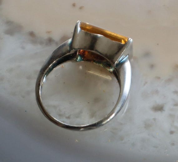 Size 7 Yellow Citrine Rectangular Stone Sterling … - image 2