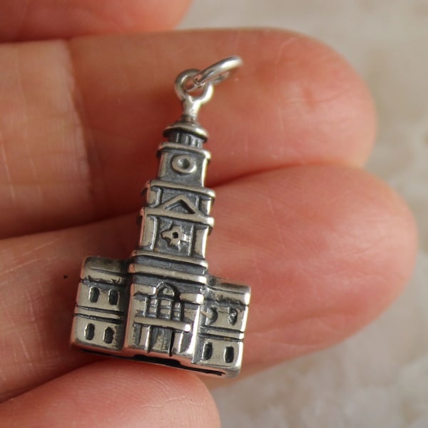 SALE Vintage Sterling Silver Clock Tower Charm 1 1/8"