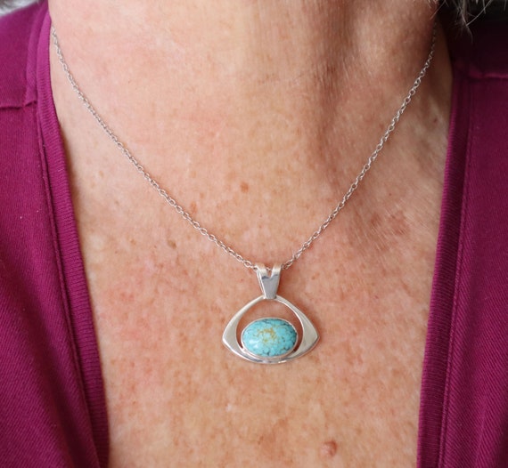 Sterling Silver Turquoise Modern Look Pendant  1 … - image 3