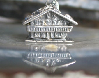SALE House that Opens With  Bed Charm 800 Silver 3/4&quot;