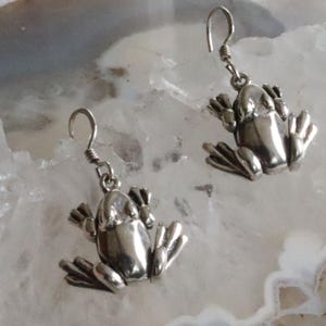 28mm  Sterling Silver  Frog  Earrings