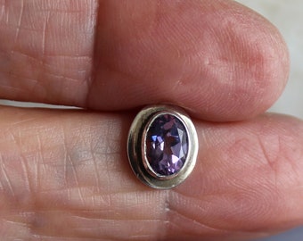 SINGLE 10x8mm Faceted Amethyst Sterling Post Stud