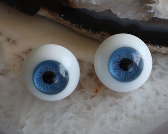 1 Pair 20mm Kais German Glass Doll Eyes   Blue Paperweight