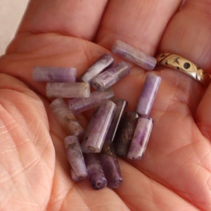 Aprox 60 pieces Amethyst Tube Beads 13mm x 4mm image 2